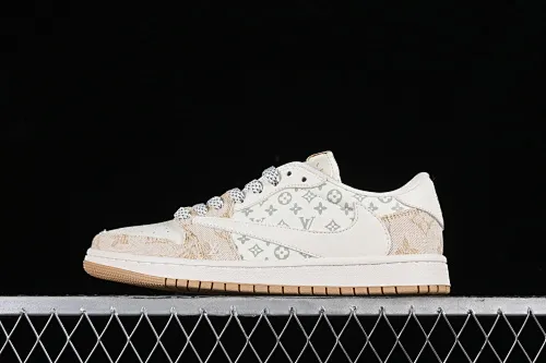 All categories Air Jordan Jordan series basketball shoes Air Jordan 1 Low High-end customized low-top sneakers Travis Scott x Fragment Design x Jordan Air Jordan 1 Low OG SP AJ1 Joe 1 LV khaki denim low-top cultural casual sneakers SJ2068-009